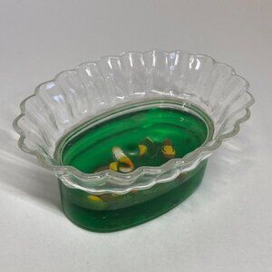 Vintage Novelty Soap Tray Holder Duck Pond Clear Plastic Floating Ducks Inside